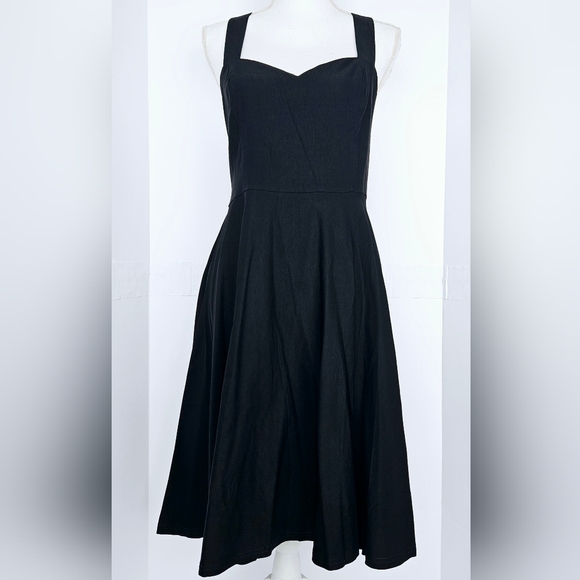 Unique & Classic Women's Black Retro Corset Bustier Swing Dress size L - Picture 3 of 16